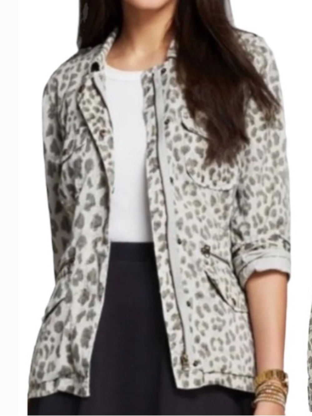 Anthropologie Velvet by Graham & Spencer Leopard Print Utility Jacket, Small